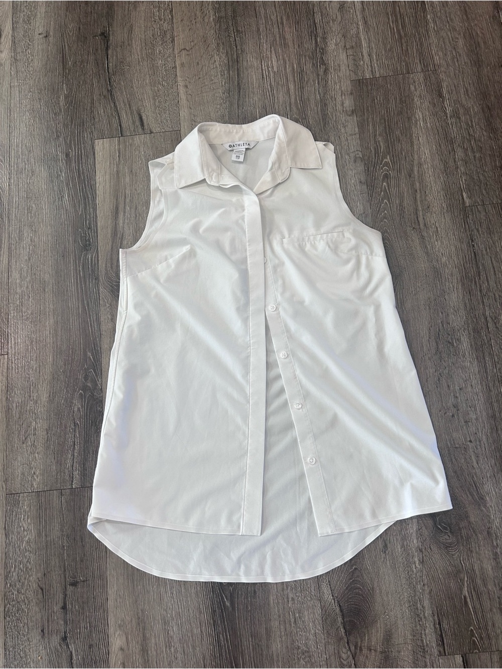 Athleta White Sleeveless Button-Down Tunic